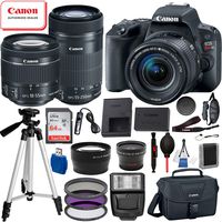 Canon EOS Rebel SL2 DSLR Camera with 18-55mm and 55-250mm Lenses 19PC Professional Bundle Package Deal -SanDisk 64gb SD Card + Canon Shoulder Bag+ More