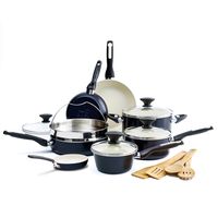 GreenPan CC002639-001 Rio Ceramic Cookware Set, 16pc, Black
