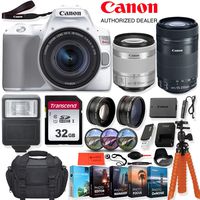 Canon EOS Rebel SL3 DSLR Camera with 18-55mm & 55-250mm Lens (White) - 24.1 MegaPixels, Wi-Fi, 4k HD + Accessory Kit - Vlogging/Photo Editing Software Package, 32GB Memory & More