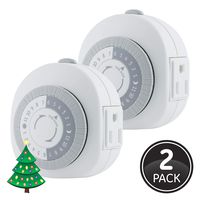 GE 24-Hour Heavy Duty Indoor Plug-In Mechanical Timer 2pk, 1 Grounded Outlet, 30 Minute Intervals, Daily On/Off Cycle, for Lamps, Portable Fans, Seasonal Lighting, Appliances, UL Listed, 46139
