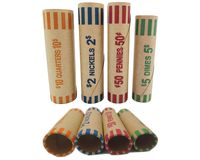 Boband Coin Wrapper Preformed 128 Assorted Pack, 32 Coin Wrappers Each of Quarters, Dimes, Nickels and Pennies