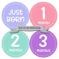 Months in Motion Baby Monthly Stickers - Baby Milestone Stickers - Newborn Girl Stickers - Month Stickers for Baby Girl - Baby Girl Stickers - Newborn Monthly Milestone Stickers - Set of 20