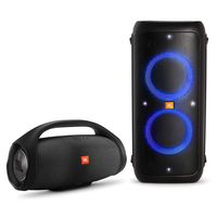 JBL PartyBox 300 Premium High Power Portable Wireless Bluetooth Audio System Bundle with JBL Boombox Portable Bluetooth Waterproof Speaker - Black