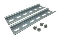Electrodepot Slotted Steel Zinc Plated DIN Rail, 35mm x 6", Silver - 2 Pieces with 4 #10 Stainless Steel Screws