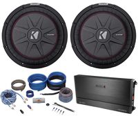 (2) Kicker 43CWRT121 COMPRT12 12" 2000W Car Subwoofers Subs+Amplifier+Amp Kit