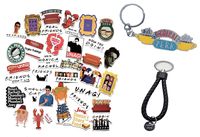 [Valuable Combo ] 34 Friends TV Show Funny Stickers + Iconic"Central Perk" Friends Keychain Themed Decal Waterproof Stickers for Laptop, Car Motorcycle Bicycle Luggage Decal Vinyl (Friends Themed)