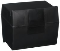 Oxford 01461 4" X 6" Black Plastic Index Card Flip Top File Box