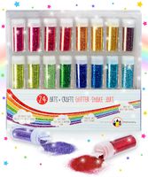 Original Stationery Glitter Shake Jars - Extra Fine Powder, 24 Multi Color Assorted Set - Works for Slime, School and Children's Projects - Perfect for Home Decorations, Face Paint, Nails (24 pcs)