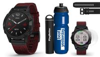 Garmin Fenix 6 Sapphire (Black with Red Nylon Band) Premium Gift Set Bundle | Includes Garmin Water Bottle, Extra QuickFit Band, HD Screen Protectors & PlayBetter Charger | PulseOx, PacePro & Music
