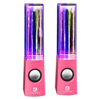 SoundSOUL Water Dancing Speakers Light Show Water Fountain Speakers LED Speakers (3.5mm Audio Plug, 4 Colored LED Lights, Portable Speakers) - Pink