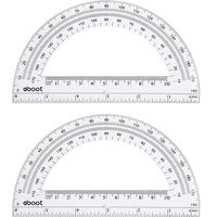 Plastic Protractor Math Protractors 180 Degrees, 6 Inch, Clear, Pack of 2