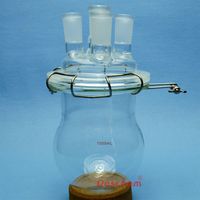 Deschem 1000ml,24/40,Glass Reaction Reactor,4-Necks,1L,Reaction Vessel W/Lid and Clamp