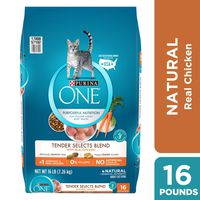 Purina ONE Natural Dry Cat Food, Tender Selects Blend With Real Chicken - 16 lb. Bag