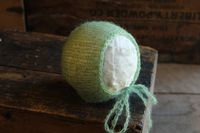 Newborn Mohair Bonnet, Photography Prop (Celery)