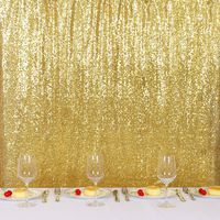 TRLYC Gold Shimmer Sequin Fabric Photography Backdrop Sequin Curtain for Wedding/Party (9ft9ft)