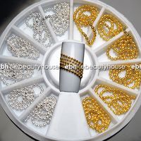 Generic Gold & Silver 3D Nail Art Chain Decoration Rhinestones + Wheel