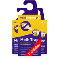 Powerful Moth Traps for Clothes Moths | 3-Pack | Refillable, Odor-Free & Natural from MothPrevention | Best Catch-Rate for Clothes Moth and Carpet Moth Traps on The Market! - Results Guaranteed