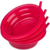 Cibi Kitchens Set of 4 Cereal Bowls with Straws | BPA-Free 22 oz. Sip-a-Bowl | Microwaveable and Dishwasher Safe Toddler Bowl Set for a Tidy Fuss-Free Breakfast Time | 4 Pack In Red