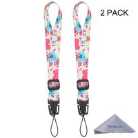 Camera Wrist Strap, Wisdompro 2 Pack Adjustable Length, Polyester Wrist Lanyard with Oval Clip and Detachable Buckle for Cameras, Binoculars, Flash Drives, Keys, Badge Holders - Dahlia