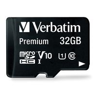 Verbatim 32GB Premium microSDHC Memory Card with Adapter, UHS-I V10 U1 Class 10