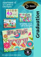 Divinity Boutique (23113N) Greeting Card Assortment: Graduation 5 x 7 Inch, Set of 12 - 3 sets of each 4 designs