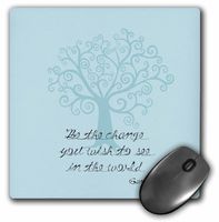 3dRose LLC 8 x 8 x 0.25 Inches Mouse Pad, Be The Change You Wish to See Tree Gandhi Quote (mp_164655_1)