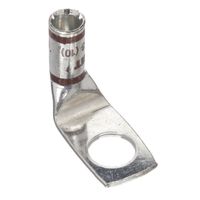 Panduit LCA2-14F-Q Tin-Plated Copper Compression Connector Lug, One-Hole, Standard Barrel with Window, #2 AWG Wire, 1/4" Stud Hole, 90° Angle Tongue