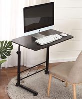 Akway Mobile Laptop Desk Cart 31.5 x 19.6 inches Height Adjustable Small Rolling Desk Laptop Desk Stand Bed Table for Eating and Laptops, Black