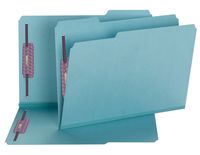 Smead Pressboard Fastener File Folder with SafeSHIELD Fasteners, 2 Fasteners, 1/3-Cut Tab, 2" Expansion, Legal Size, Blue, 25 per Box (19937)