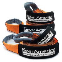 GearAmerica (2PK) Recovery Tow Straps 3" x20' | Heavy Duty Tested 35,000 lbs (17.5 US Tons) Strength | Triple Reinforced Loops + Protective Sleeves | Emergency Off Road 4x4 Towing | Free Storage Bag
