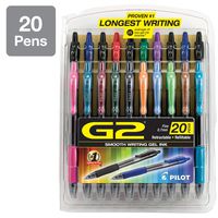 PILOT G2 Premium Refillable & Retractable Rolling Ball Gel Pens, Fine Point, Assorted Color Inks, 20-Pack (31294)