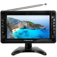 Trexonic TRX-G1018LCD Portable Ultra Lightweight Rechargeable Widescreen 10" LCD TV with SD, USB, Headphone Jack, AV Inputs and Detachable Antenna, Black