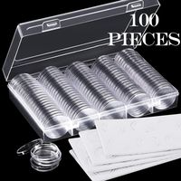 30 mm Coin Capsules and 5 Sizes (17/20/25/27/30 mm) Protect Gasket Coin Holder Case with Storage Organizer Box for Coin Collection Supplies (100 Pieces)