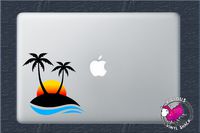 Tropical Sunset Palm Tree Island 6 Inch Color Vinyl Decal