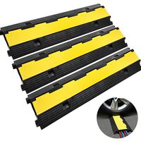 Happybuy 3 Pack of 2 11000lbs per Axle Capacity Protective Wire Cord Ramp Driveway Rubber Traffic Speed Bumps Cable Protector (2-Channel, 3Pack),