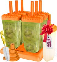 Popsicle Molds Set - BPA Free - 6 Ice Pop Makers + 1 Extra Mold + Silicone Funnel + Cleaning Brush + Recipes E-book - by Lebice ...