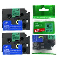 2/Pack - Premium Compatible with Brother TZe-711 Black on Green 1/4 p-Touch Label Tape, 6mm Laminated replacment TZe711 Tape, TZ711 0.23" Black Ink on Green Label with Color/Size Guide.