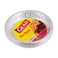 Glad Food Prep & Storage BB11987 | 9 Inch Disposable Baking, 12 Count, | Aluminum Pie Pans