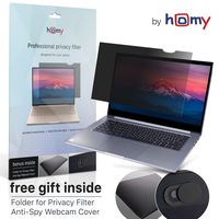 Homy Laptop Privacy Screen 15.6 inch Widescreen Matte - Protect Your Eyes Against Blue Light, BONUS: Anti Spy Web Camera Sliding Cover for Computer & Storage Folder for Security Filter When Not In Use