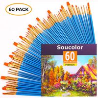 Acrylic Paint Brush Set, 6 packs/60pcs Nylon Hair Brushes for All Purpose Oil Watercolor Painting Artist Professional Kits