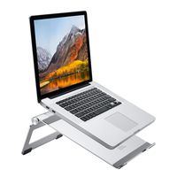 AVLT-Power Multi Angle Adjustable Laptop Stand Foldable - Portable Foldable Aluminum Notebook Holder - Compatible with MacBook (All Models), Laptop, Notebook Up to 17" - Silver