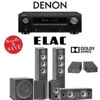 Elac F5.2 Debut 2.0 5.1.2-Ch Dolby Atmos Home Theater Speaker System with Denon AVR-X3500H 7.2-Channel 4K Network AV Receiver