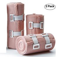 VIEEL 2 Pack Premium Elastic Bandage Wrap Compression Roll, FDA Approved Polyester Cotton, Size, 5.9''x 14.8 Feet & 1.8''x 14.8 Feet, Includes Clips (3.9'' x 14.8 Feet+1.8''x 14.8 Feet)