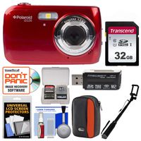 Polaroid iS126 16.1MP Digital Camera (Red) with 32GB Card + Case + Selfie Stick + Kit