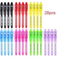 Magic Invisible Ink Pen with UV Led Light Upgraded Invisible Marker Secret Message for Birthday Party Favor Gifts, 7 Colors (28 Pieces)