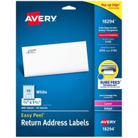 Avery Return Address Labels with Sure Feed for Laser & Inkjet Printers, 2/3" x 1-3/4", 600 Labels, Permanent Adhesive (18294)