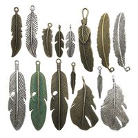 100g Feather Charms Collection - Antique Silver Bronze Patina Big Goose Bird Plume Plumage Pinion Wing Feather Metal Pendants for Jewelry Making DIY Findings (HM17)