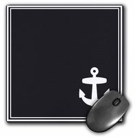 3D Rose"Contemporary Nautical White Boat Anchor in Corner On Stylish Sleek Elegant Black with White Border" Matte Finish Mouse Pad - 8 x 8" - mp_57499_1