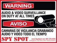 6 Pack Decal Self Adhesive Audio & Video Sign Vinyl Weatherproof Resistant CCTV Surveillance Stickers English/Spanish Security Logo