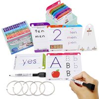 THINK2MASTER Premium 186 Laminated Alphabet, Sight Words & Phonics Flash Cards for PreK & Kindergarten. (Bonus: 2 Dry Erase Markers, 5 Rings). Learn to Read, Write, Count, Add & Subtract Numbers.